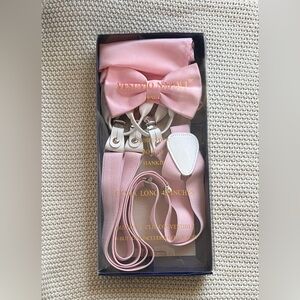 Elegant Pink Suspenders and Bow Tie Set